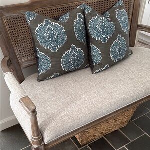 Custom Grey and Blue Patterned Accent Pillow Covers